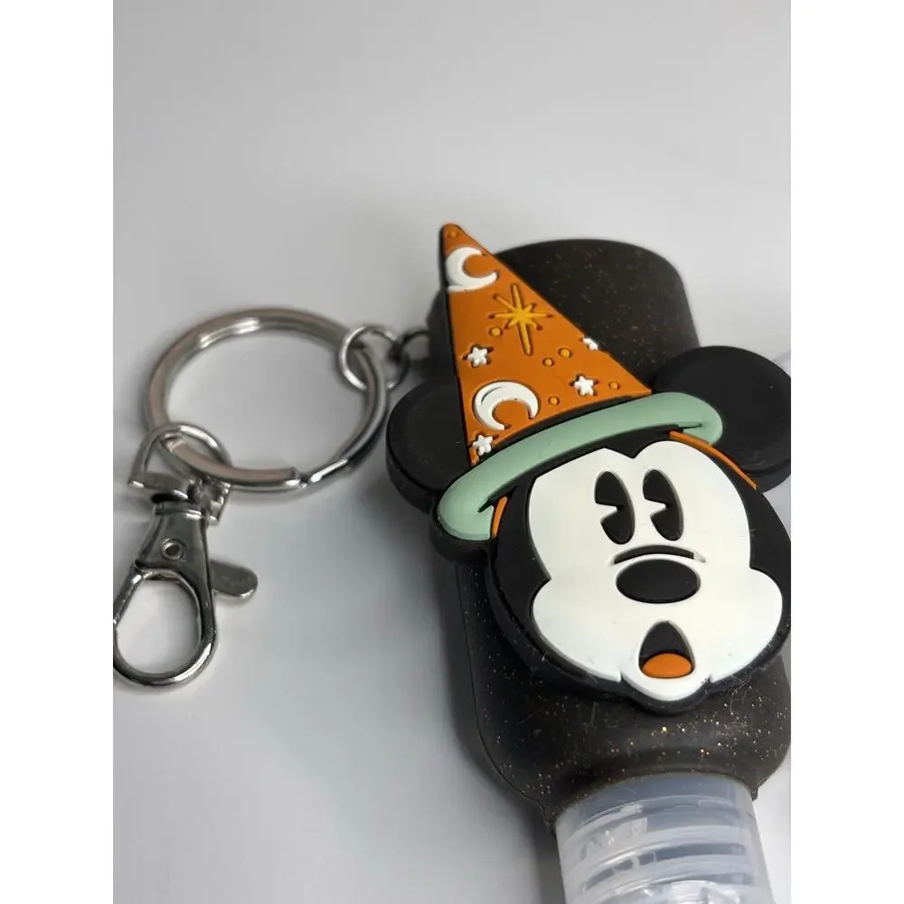 Disney Black Mickey Mouse Wizard Hat Keychain Hand Sanitizer Holder